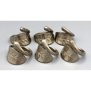 Pewter Leaf Napkin Rings Set of Six